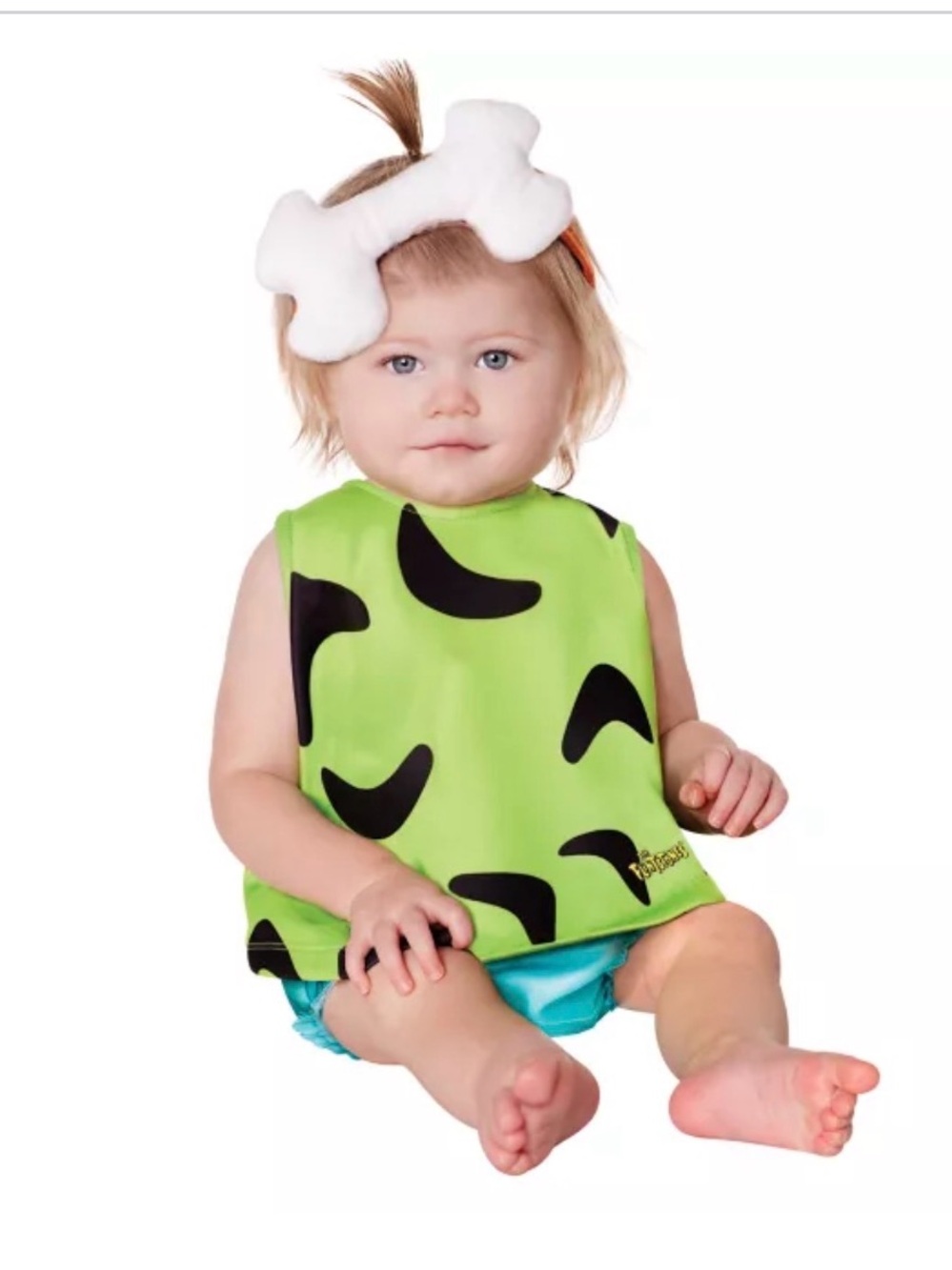 Flintstones Toddler Baby Pebbles Green w Bone Headband 18-24 months